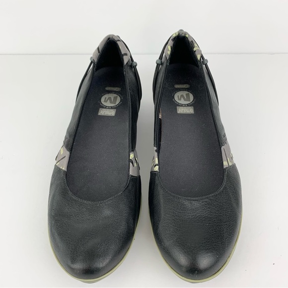Merrell Elles Black Leather Slip On Athletic Air Cushion Bungee Flats 8.5 - Picture 3 of 12